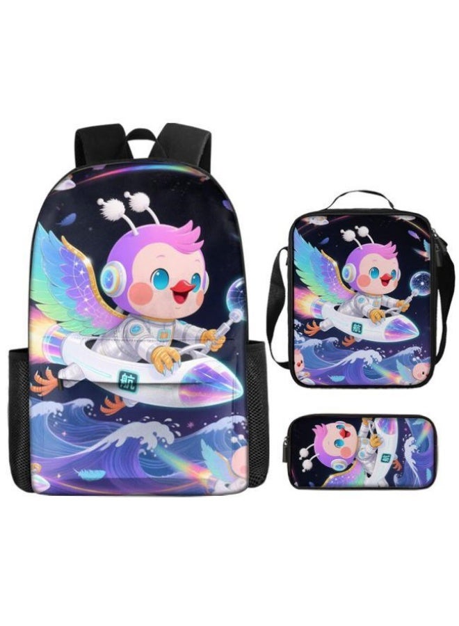 واضح من النار حقيبة ظهر + حقيبة يد + حقيبة قرطاسية | هدية موسم العودة إلى المدرسة / عطلة | مجموعة حقيبة كرتونية من ثلاث قطع، سهلة التعامل مع المناسبات المختلفة (الطلاب والأطفال ونزهات الأصدقاء وتسلق الجبال والمدرسة وما إلى ذلك) - 14 - Image 2