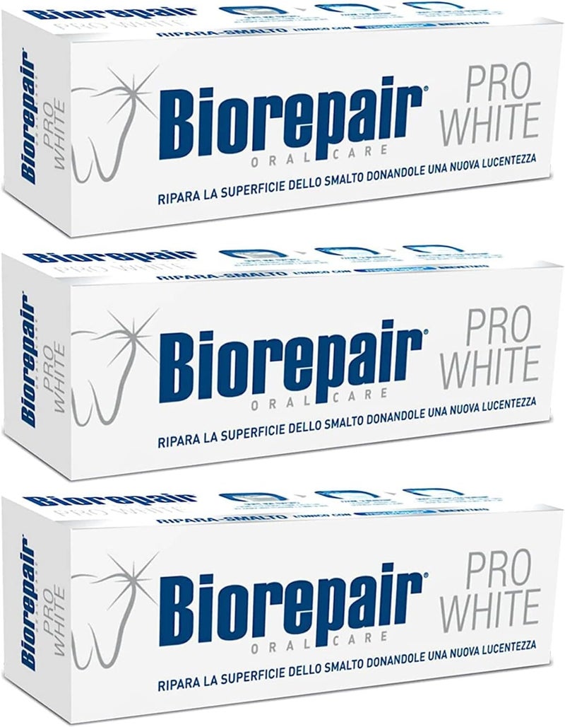 Biorepair Pro White Whitening Toothpaste with microRepair 25 floz 75mlPack of 3