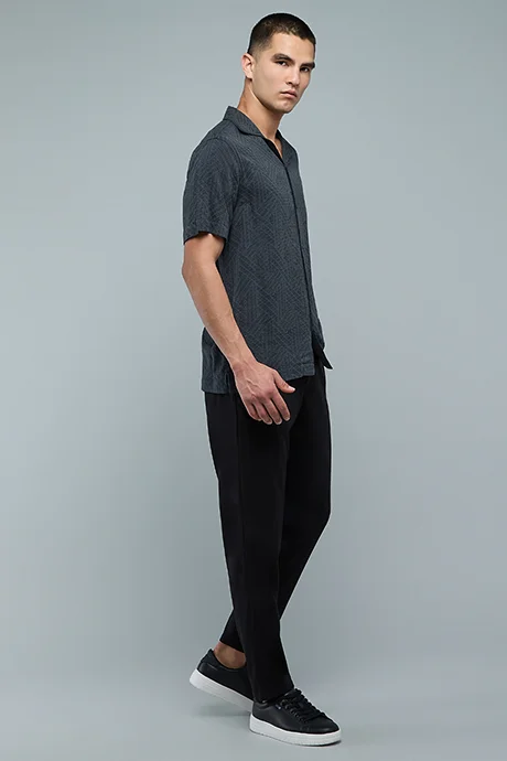 أر أند بي Solid Slim Fit Pants with Button Closure