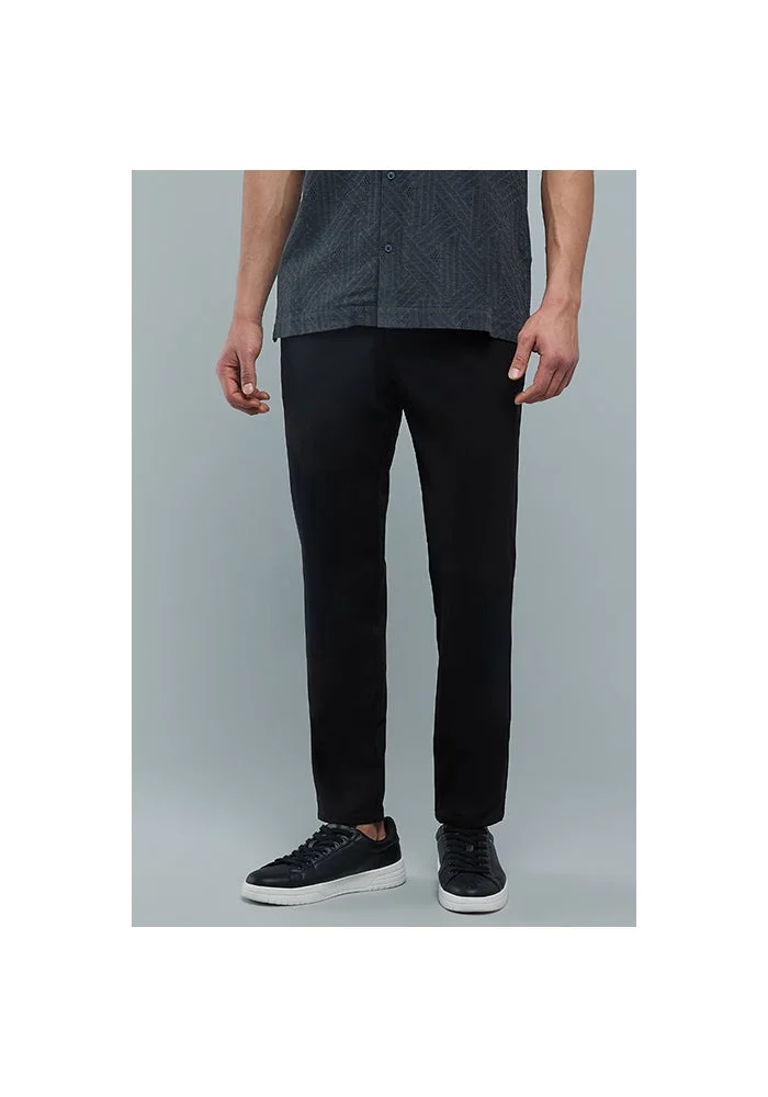أر أند بي Solid Slim Fit Pants with Button Closure