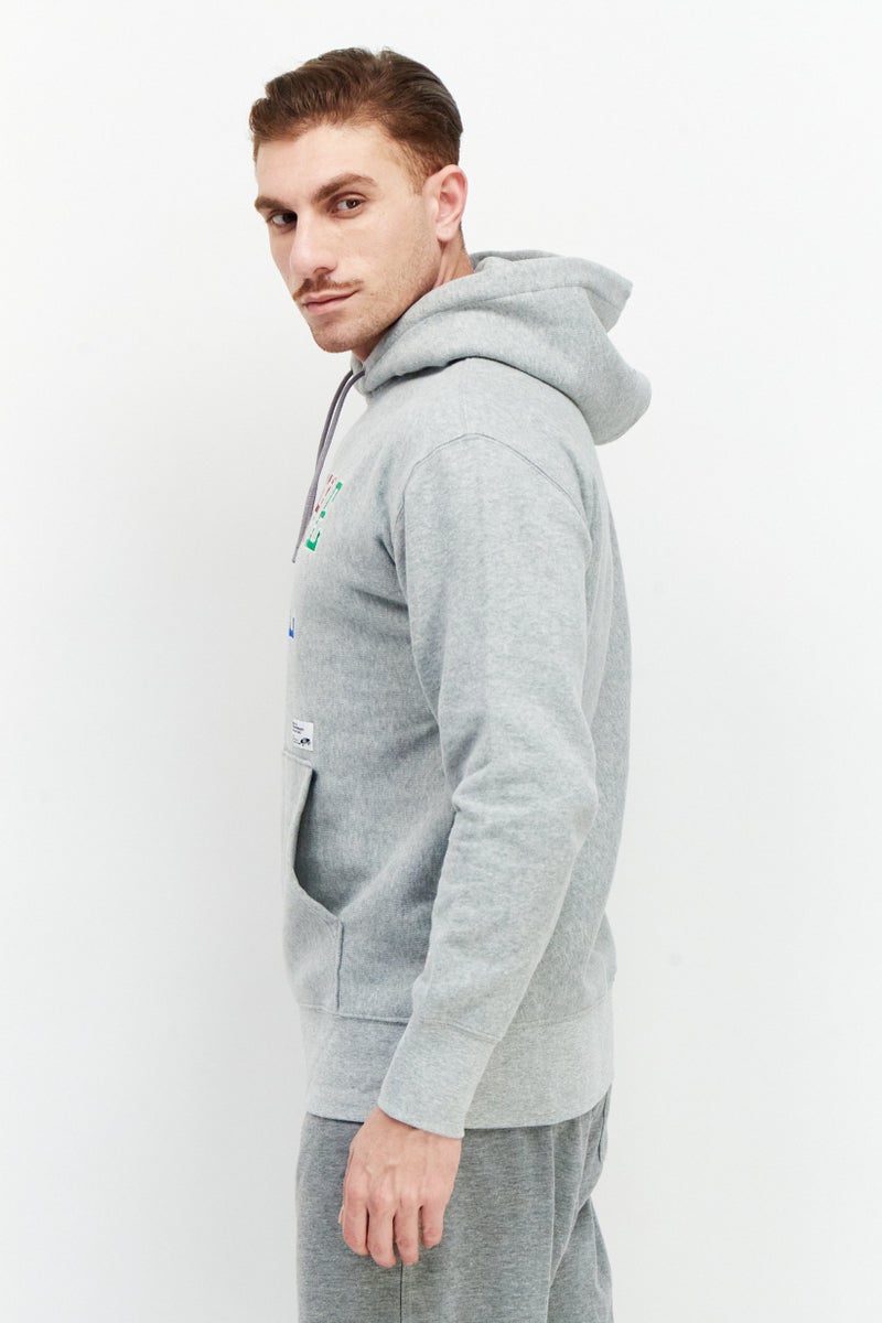 VANS هودي رياضي للرجال بأكمام طويلة مزخرفة، رمادي - Image 4