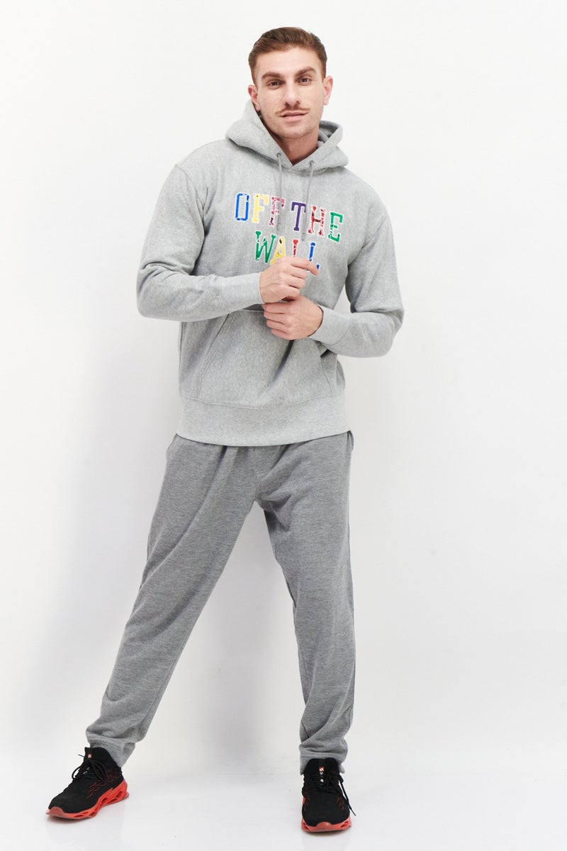 VANS هودي رياضي للرجال بأكمام طويلة مزخرفة، رمادي - Image 3