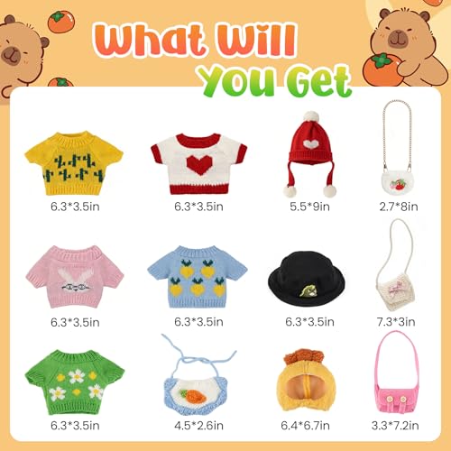 BQMEZRNUS Capybara Plush Toy Clothes Accessories 12Pcs Soft Stuffed Animal Dress Up Cute Capybara Plushie Valentines Day Easter Birthday Gifts - Image 5