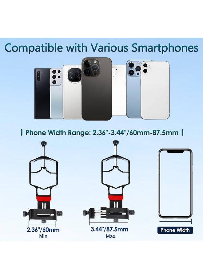 Generic - Universal Phone Scope Digiscoping Adapter 3-Axis Metal Phone Holder Mount for Max. 2.4In Eyepiece Telescope   Spotting Scope Binocular Monocular Microscope with Remote Shutter Replacement - Image 1