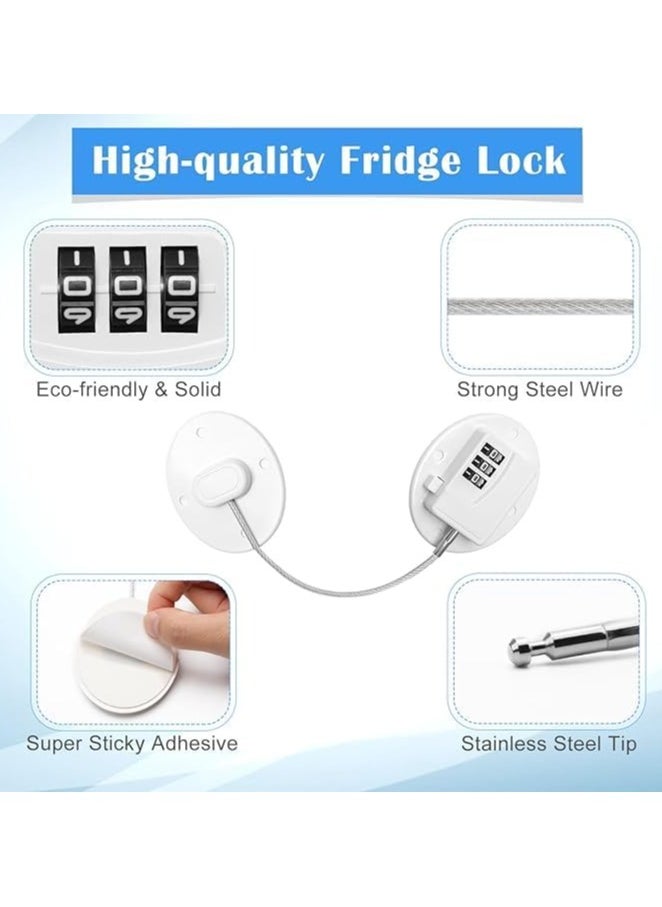Durable Password Fridge Seal, UPVC No-Punch Leakproof Seal, Child-Resistant Self-Adhesive Seal for Fridge, Windows, and Drawers, Built-in Mini Digital Seal for Extra Safety, White