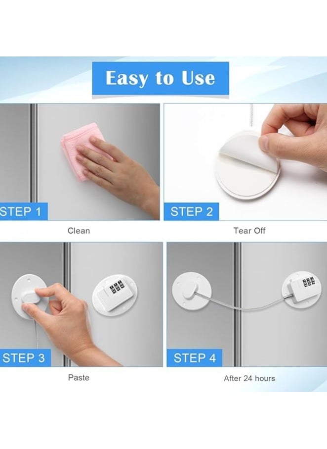 Durable Password Fridge Seal, UPVC No-Punch Leakproof Seal, Child-Resistant Self-Adhesive Seal for Fridge, Windows, and Drawers, Built-in Mini Digital Seal for Extra Safety, White