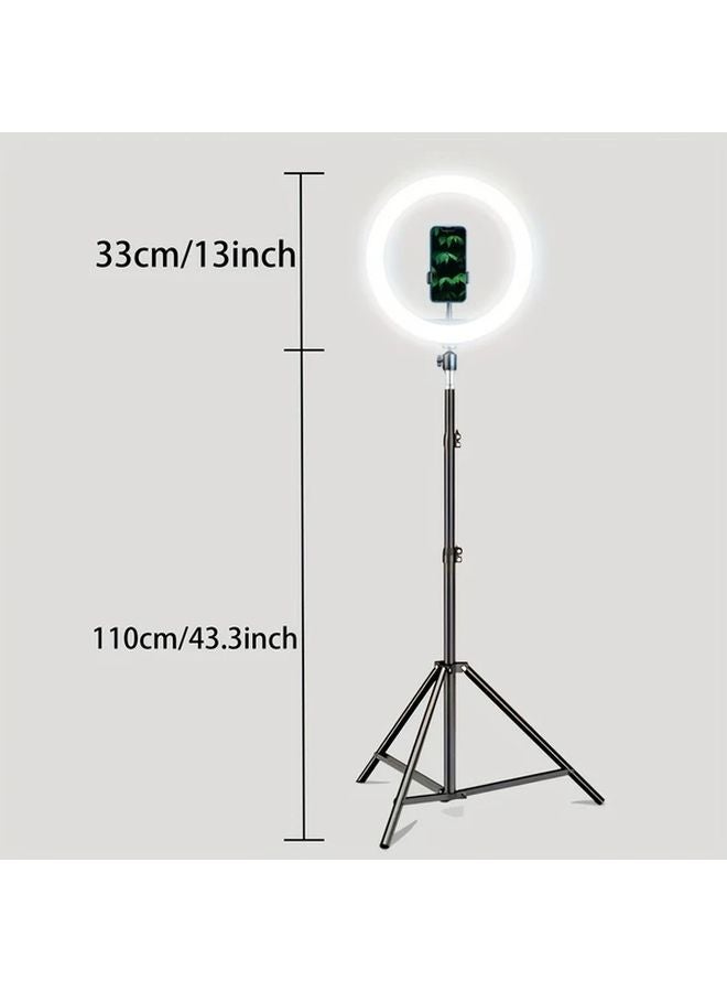 12.99 بوصة حلقة ضوء LED مع حامل ثلاثي القوائم قابل للتعديل 43.31 بوصة للبث المباشر - Image 3