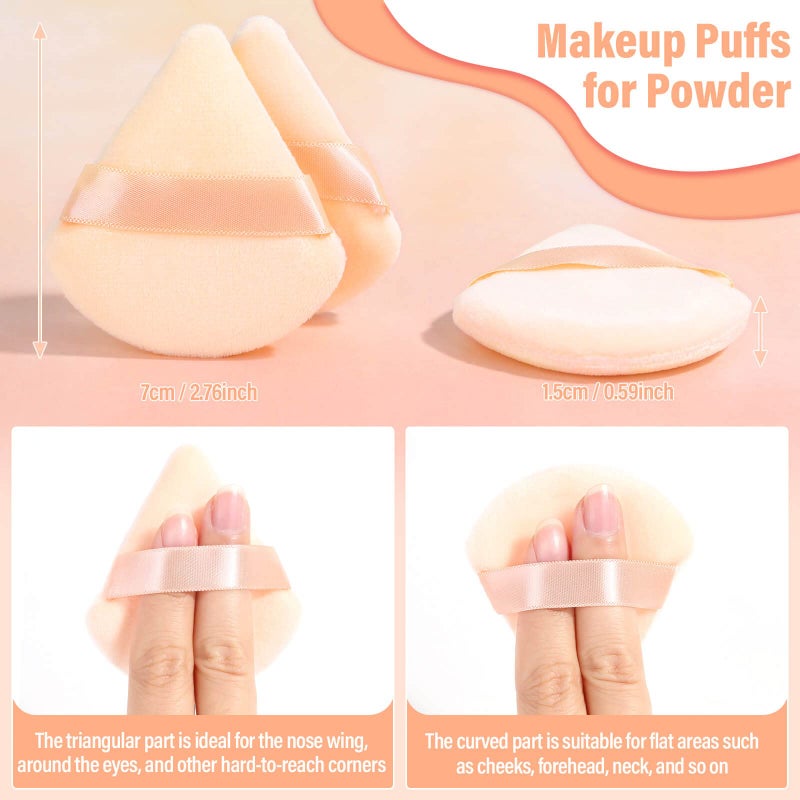 Thrilez 20pcs Triangle Powder Puff, Loose Powder Puffs Makeup Puff for Face Powder, Setting Powder Puff for Make Up, Face Puff Pads for Press Powder, Sponge Powder Applicator for Face and Eye (Beige) - Image 3