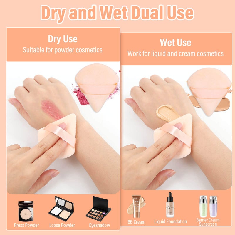 Thrilez 20pcs Triangle Powder Puff, Loose Powder Puffs Makeup Puff for Face Powder, Setting Powder Puff for Make Up, Face Puff Pads for Press Powder, Sponge Powder Applicator for Face and Eye (Beige) - Image 4