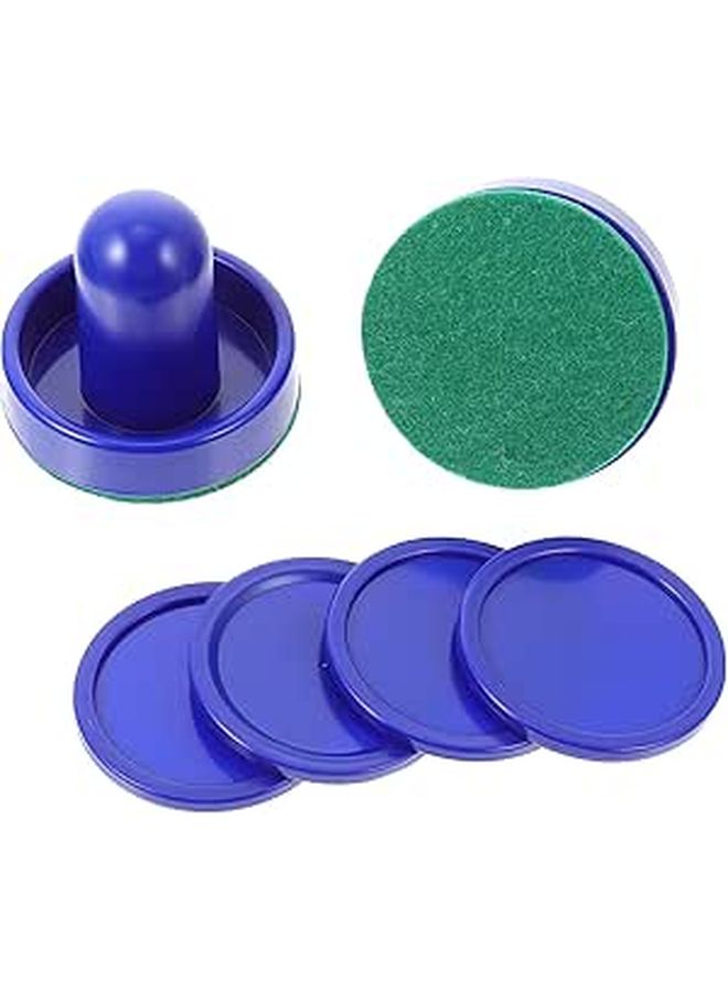 2 Packs Blue 60mm Air Hockey Pucks with Felt Pads Pushers Set for Arcade Game Family Fun