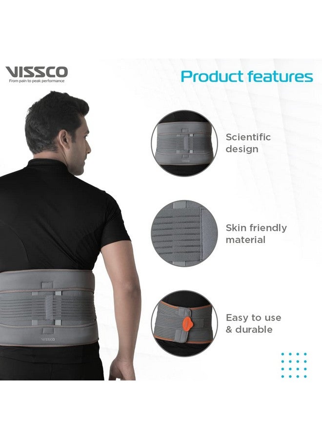 VISSCO دعم الظهر بإطار إيكو من فيسكو لكسور العمود الفقري، انزلاق القرص القطني، الانزلاق الفقاري، إصابة الحبل الشوكي، بعد جراحة العمود الفقري - XXL (رمادي) - Image 4