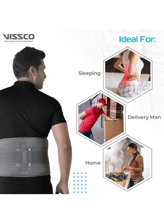 VISSCO دعم الظهر بإطار إيكو من فيسكو لكسور العمود الفقري، انزلاق القرص القطني، الانزلاق الفقاري، إصابة الحبل الشوكي، بعد جراحة العمود الفقري - XXL (رمادي) - Image 5