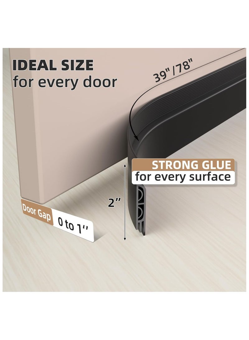 78 inch (approximately 198.1 cm) black door sill exterior, bottom door sweeping sound insulation, sound insulation noise blocker, gap filling sound insulation sealing strip - Image 2
