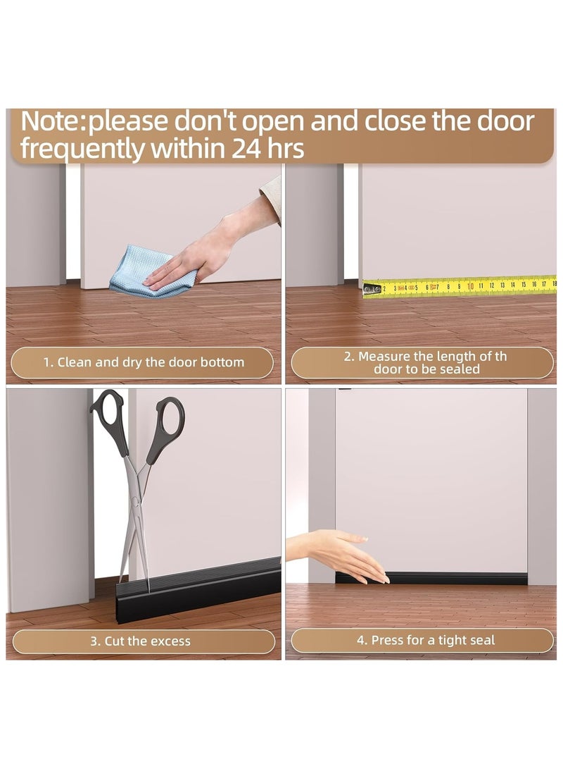 78 inch (approximately 198.1 cm) black door sill exterior, bottom door sweeping sound insulation, sound insulation noise blocker, gap filling sound insulation sealing strip - Image 3