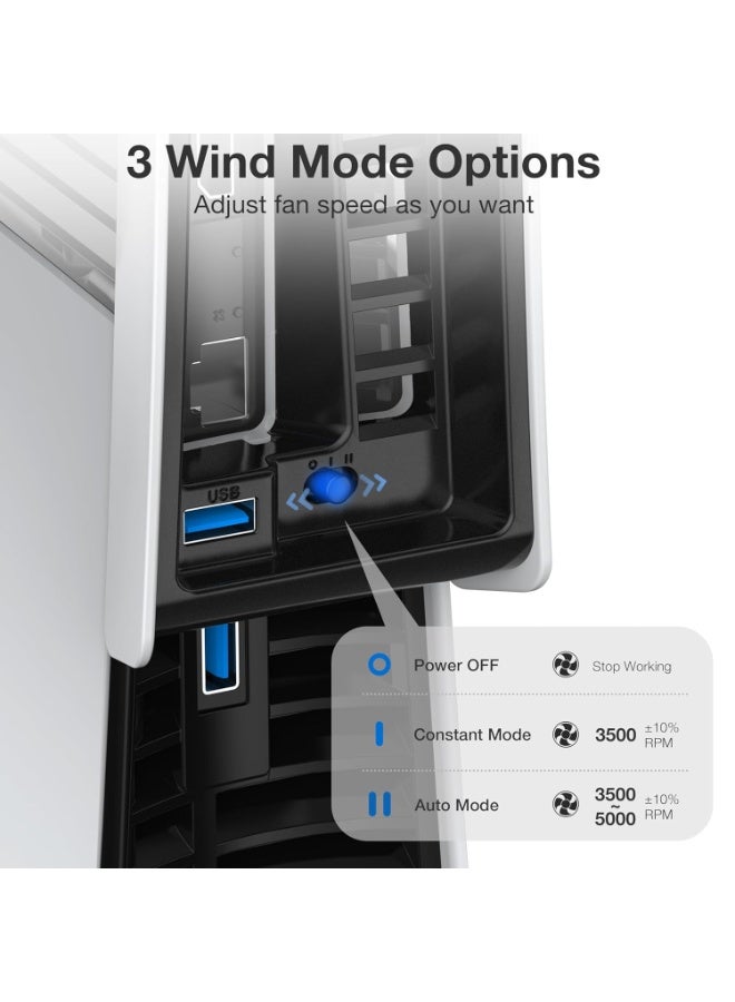 Cooling Fan for PS5 Pro, Quiet Enhanced Cooler Fan with Adjustable Speed, Auto Power On/Off, Cooling Accessories with USB 3.0 Port and LED Light for PlayStation 5 Pro - Image 4