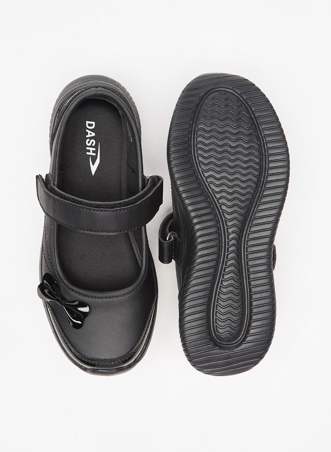 Dash Bow Accent Mary Jane School Shoes with Hook and Loop Closure  - Image 4