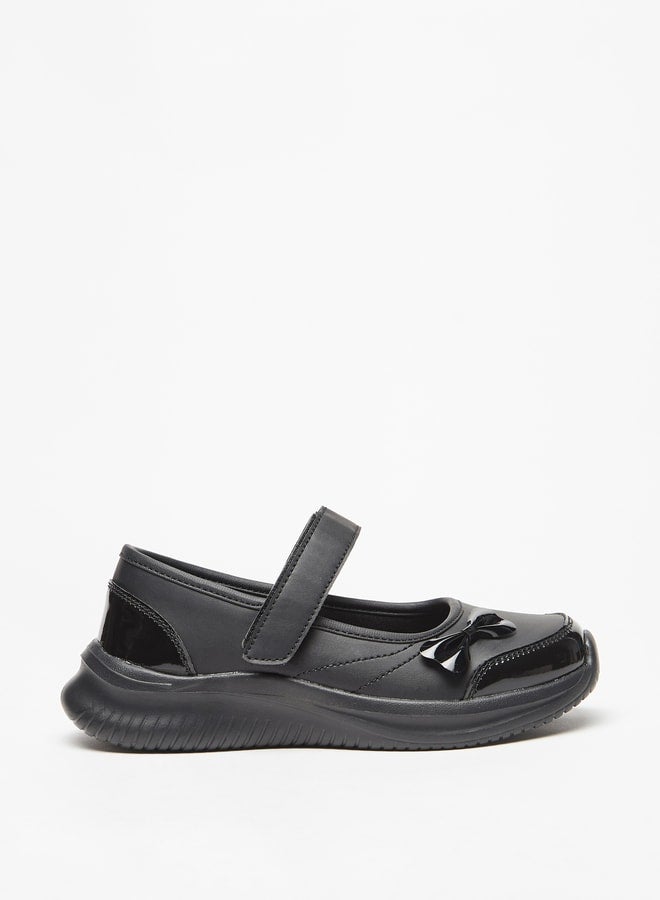 Dash Bow Accent Mary Jane School Shoes with Hook and Loop Closure  - Image 3