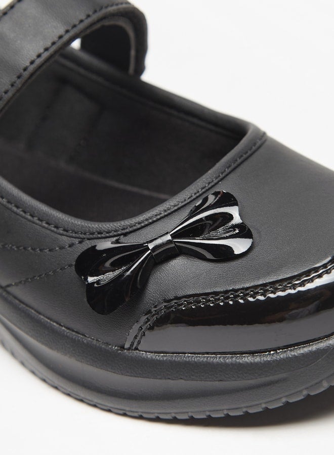 Dash Bow Accent Mary Jane School Shoes with Hook and Loop Closure  - Image 5