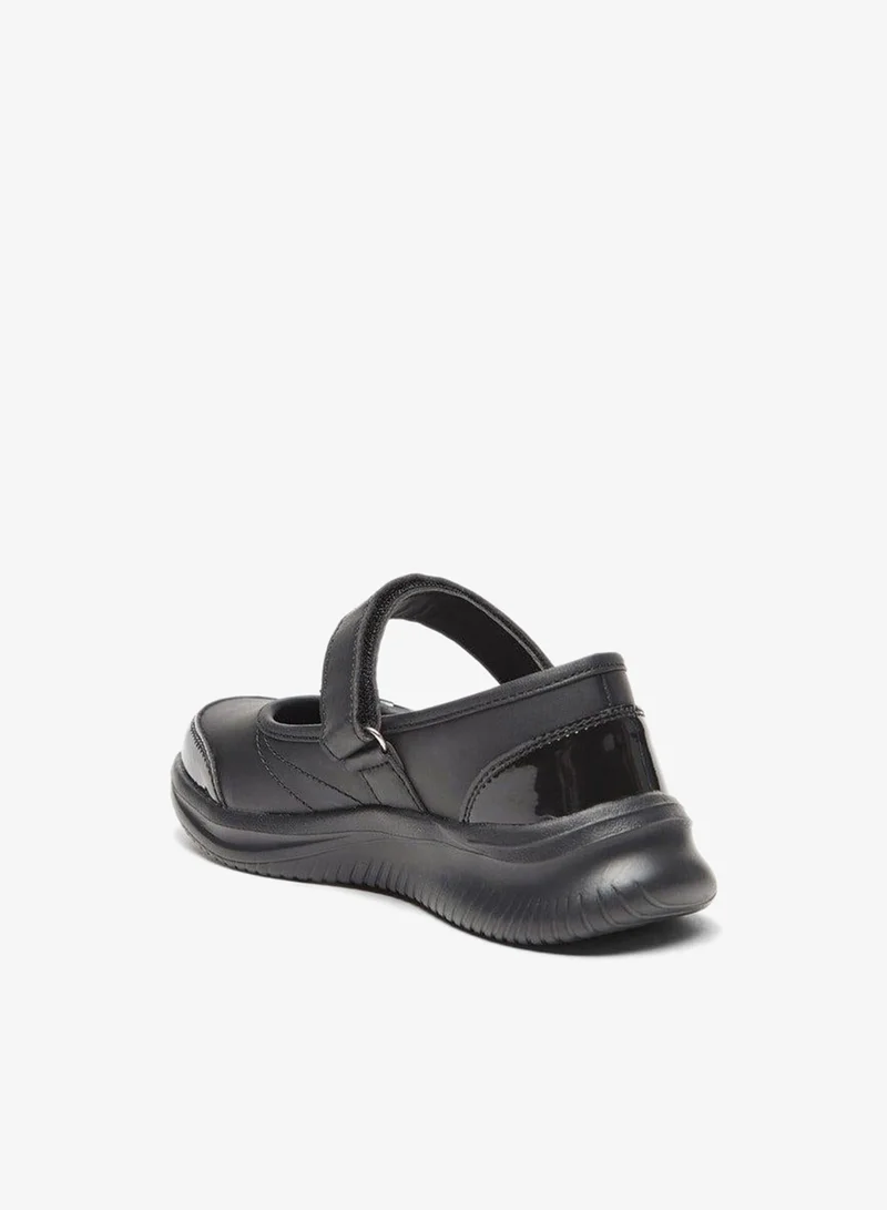 Dash Bow Accent Mary Jane School Shoes with Hook and Loop Closure