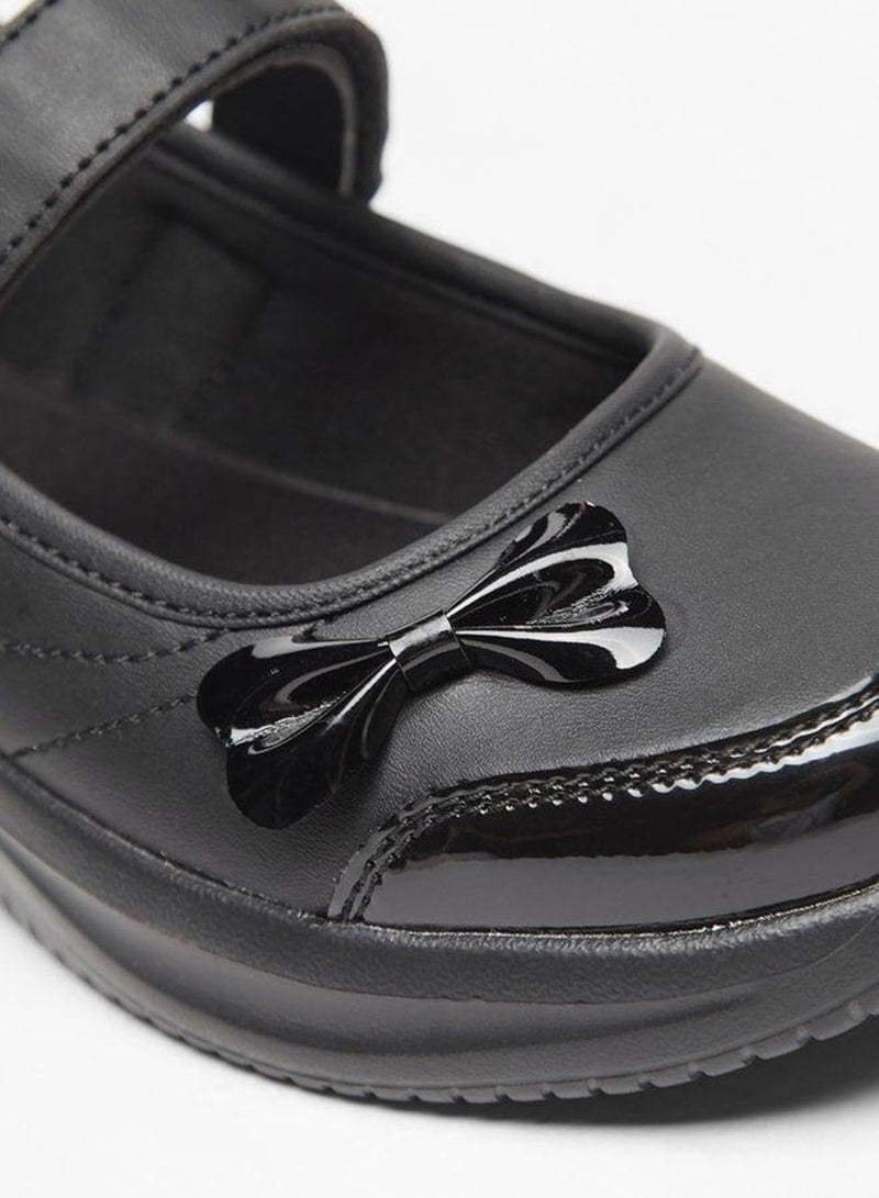Dash Bow Accent Mary Jane School Shoes with Hook and Loop Closure - Image 5