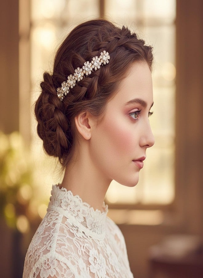 WJIAAA Alloy Rhinestone Side Hair Combs,4Pcs Decorative Hair Combs for Women Wedding Headpiece for Bride Bridesmaids Metal Gold Silver - Image 3