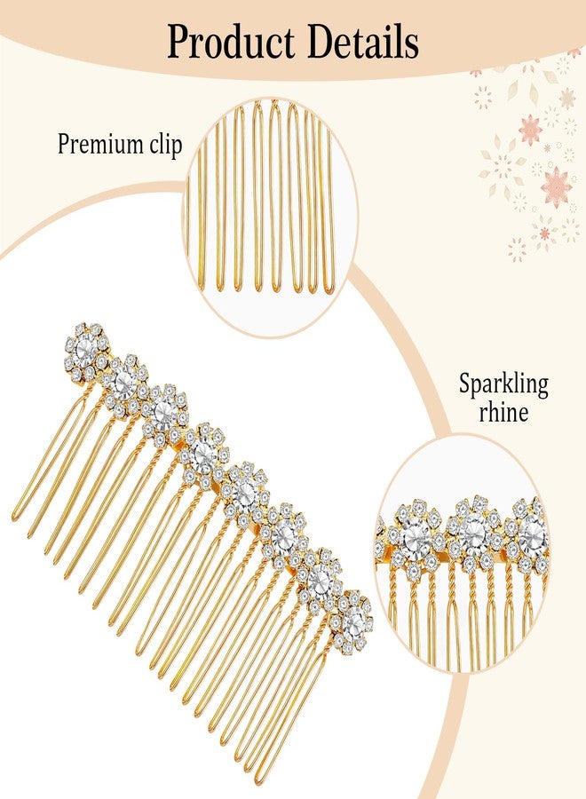 WJIAAA Alloy Rhinestone Side Hair Combs,4Pcs Decorative Hair Combs for Women Wedding Headpiece for Bride Bridesmaids Metal Gold Silver - Image 5