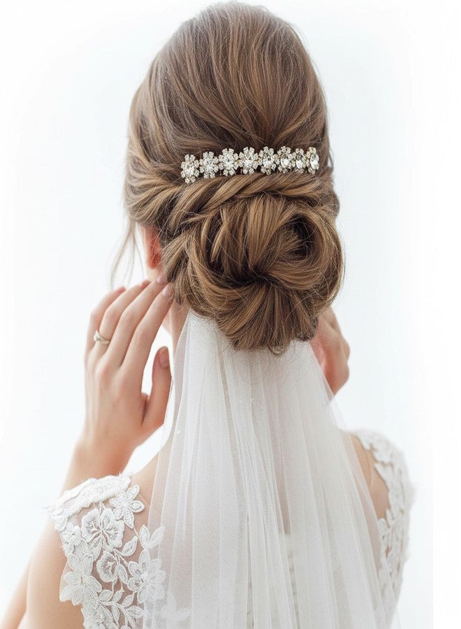 WJIAAA Alloy Rhinestone Side Hair Combs,4Pcs Decorative Hair Combs for Women Wedding Headpiece for Bride Bridesmaids Metal Gold Silver - Image 2