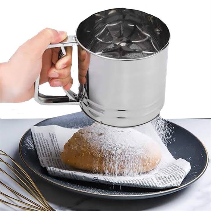 DORLANK Stainless Steel Flour Sifter with Mesh Screen Powder Sugar Sieve with Handle Kitchen Baking Tool - Image 1