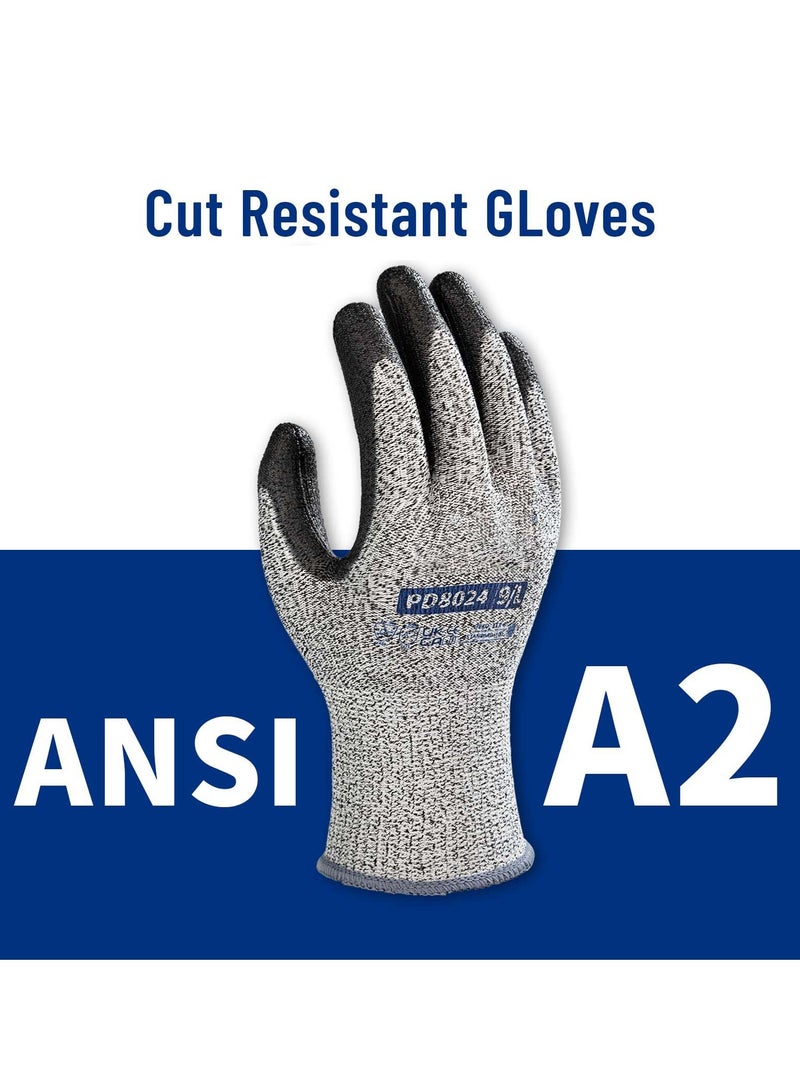 KASTWAVE Cut Resistant Work Gloves,  Safety Work Gloves PU Palm Coated Gloves, Warehouse Construction All Purpose Work Gloves (3 Pairs) - Image 2