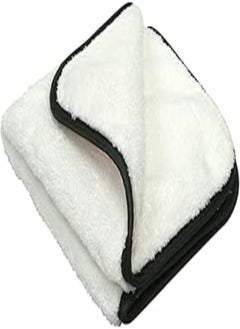 MaxShine Maxshine Microfiber Towel 16"x16"/40x 40cm - 800gsm Color:- White/Seamed Edge :-Black,silk-lined border 