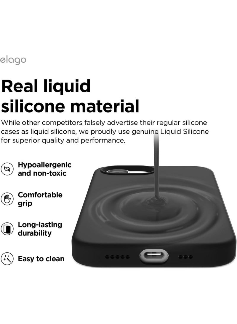 Elago Liquid Silicone for iPhone 16E case cover (2025) Full Body Protection, Shockproof, Slim, Anti-Scratch Soft Microfiber Lining - Black - Image 3