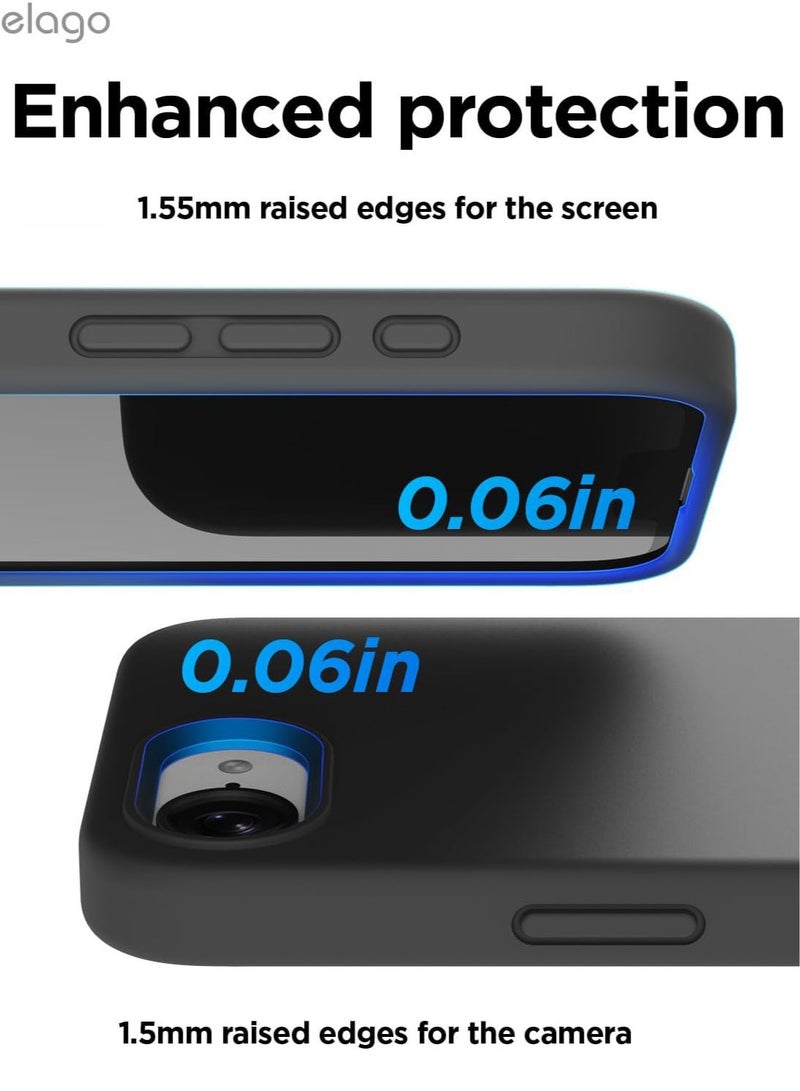 Elago Liquid Silicone for iPhone 16E case cover (2025) Full Body Protection, Shockproof, Slim, Anti-Scratch Soft Microfiber Lining - Black - Image 4