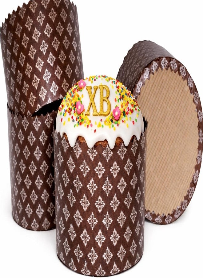 LOVARE Panettone Paper Baking Mold 6pcs 25oz Large Paska Kulich Easter Bread Cake Cups Forms Disposable Round Paper Baking Cups Forms Pan Panettone Panetone Moulds Bakeware 5.9 x 3.9 Inch - Image 1