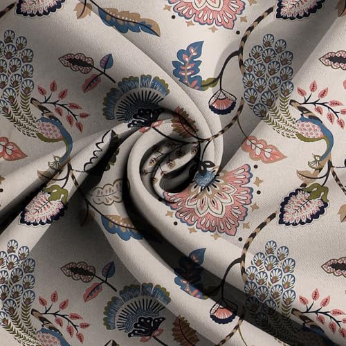 SHOMES Cotton Feel Glace Cotton Elastic Fitted Bedsheet with 2 King Size Pillow Covers | Double Bed with All Around Elastic, Fits Upto 8 Inches Mattress, Size 72 x 78 Inches (Beige, Peacock Printed) - Image 5