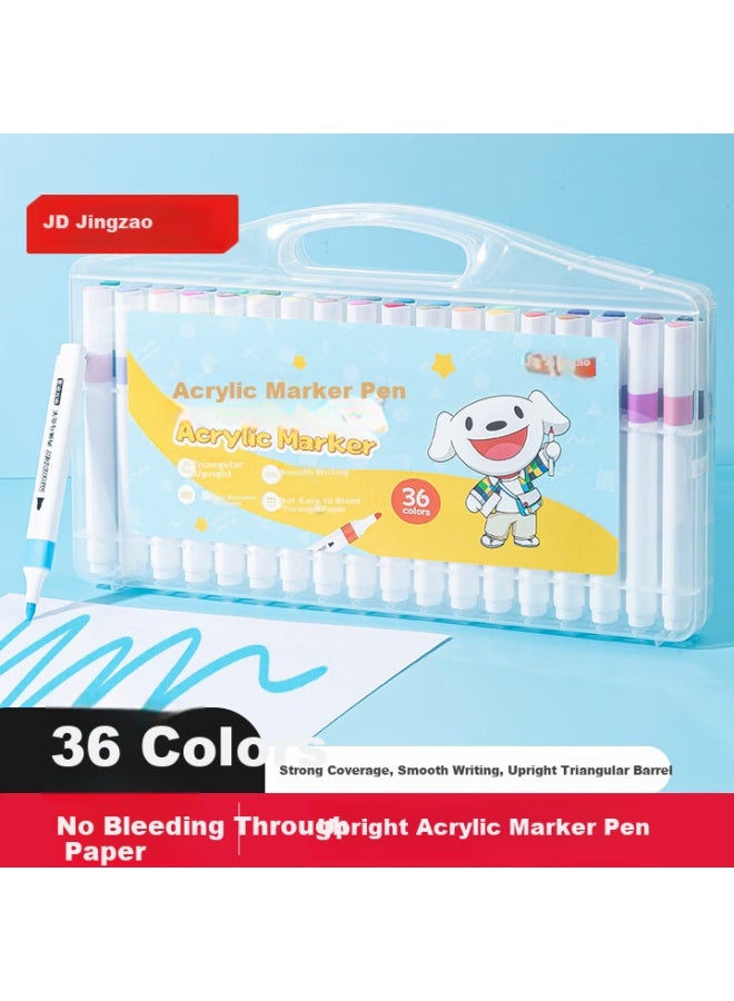 JD.com Jd Original 36-color Acrylic Markers, Quick-drying Non-bleeding Student Watercolor Pens, Ergonomic Design, Washable On Skin, Pp Box Packaging, Layering Markers For Coloring - Image 1