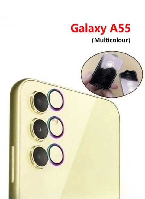Samsung Galaxy A55 Camera Lens Protector Case Cover [Drop Protection] Anti-Scratch 9H Tempered Glass Screen Protector Case Friendly Camera Cover Accessories Multicolour