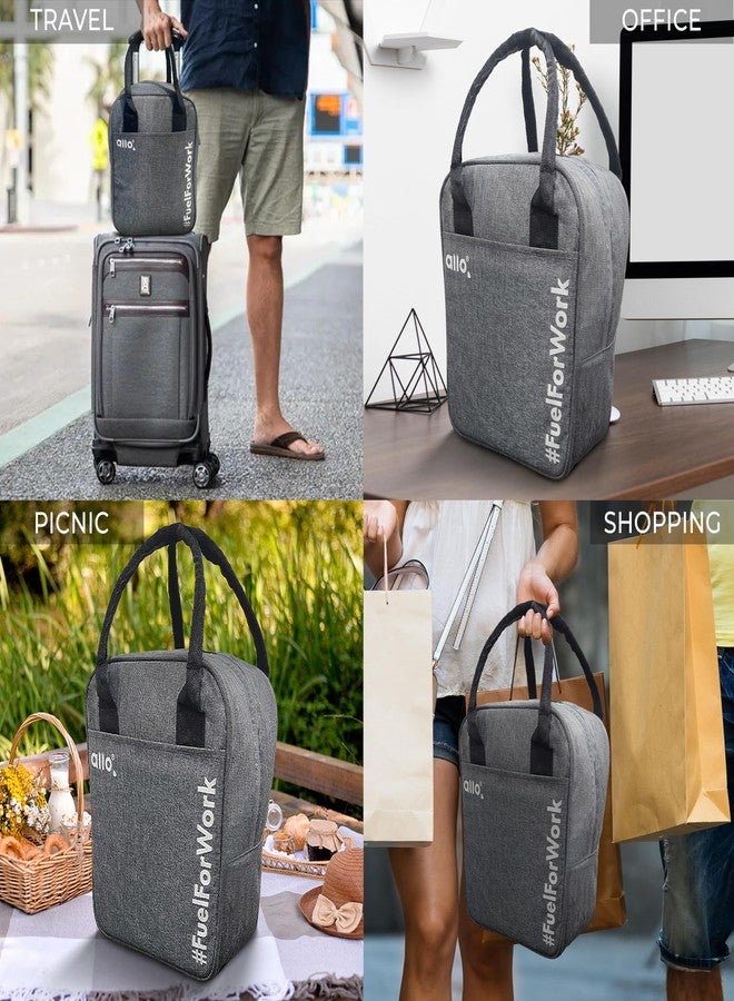 Allo Lunch Bag for Office, School & College, Washable Unisex Tiffin Bag for Men, Women & Kids, Lightweight, Leakproof, Water and Dust Resistant Multipurpose Lunch Bag, Canvas Light Grey (FFW) - Image 5