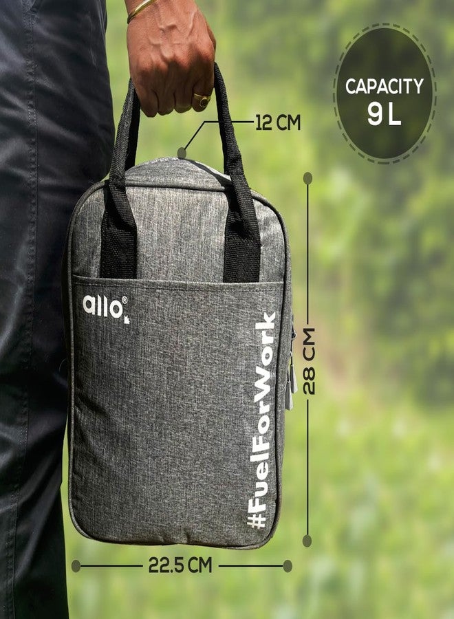 Allo Lunch Bag for Office, School & College, Washable Unisex Tiffin Bag for Men, Women & Kids, Lightweight, Leakproof, Water and Dust Resistant Multipurpose Lunch Bag, Canvas Light Grey (FFW) - Image 3