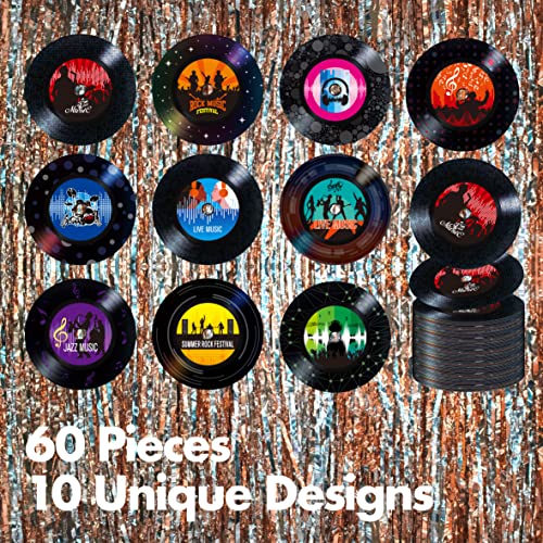 Gethelud 60 PCS Records Bulletin Board Cutouts 10 Designs Bulletin Board Decoration Erasable with PET Film Jazz Rock Music Project Decoration Party Supplies for White Board Wall Party Favors 6 in Diameter - Image 3