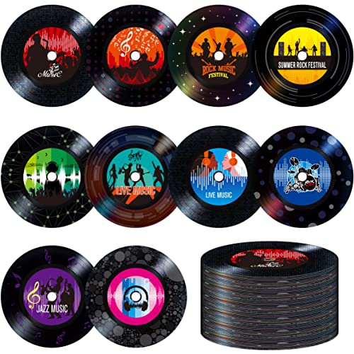 Gethelud 60 PCS Records Bulletin Board Cutouts 10 Designs Bulletin Board Decoration Erasable with PET Film Jazz Rock Music Project Decoration Party Supplies for White Board Wall Party Favors 6 in Diameter - Image 1