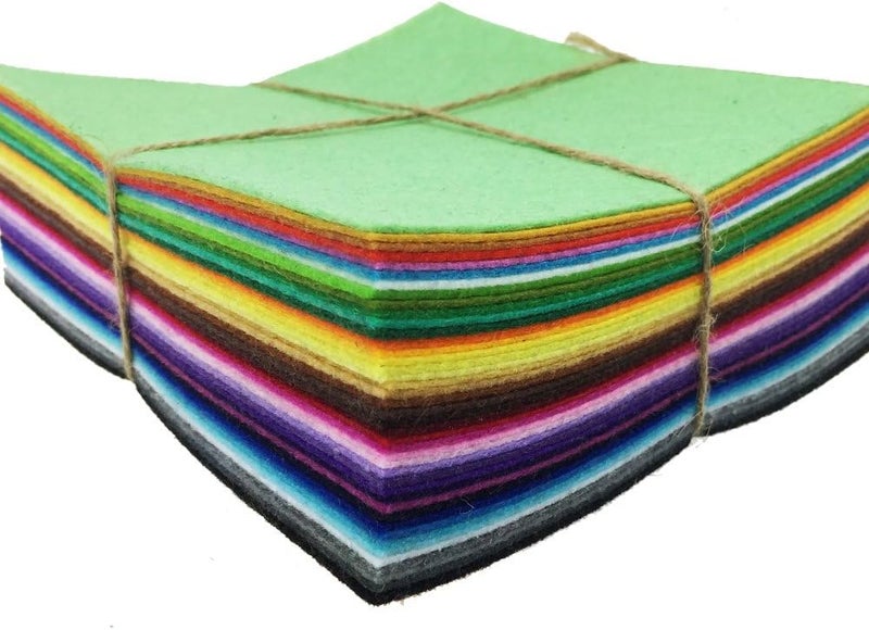 flic-flac 42pcs 6 x 6 inches (15cm x 15cm) Felt Fabric Sheet Assorted Color Felt Pack DIY Craft Squares Nonwoven - Image 2