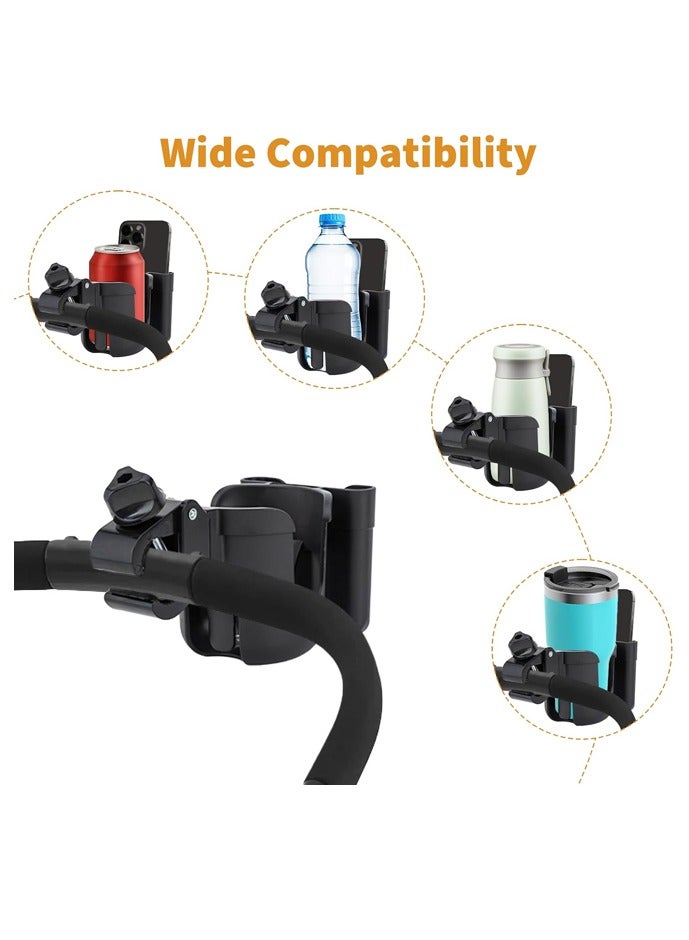 Cup Holder for Stroller Compatible with Phone Holder,Wagon Accessories Compatible,Black - Image 3