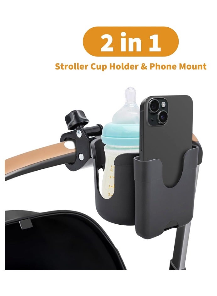 Cup Holder for Stroller Compatible with Phone Holder,Wagon Accessories Compatible,Black - Image 4