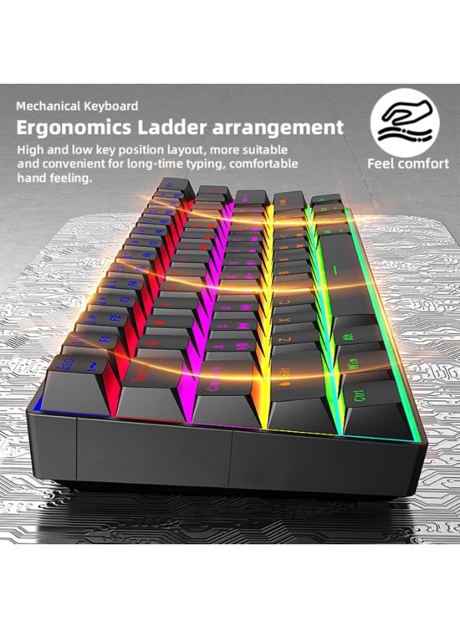 M.A&F's Wireless Bluetooth Tri-Mode (2.4G/Bluetooth/USB-C) Mechanical Keyboard, Multi-Platform Support (Windows/Mac/Linux/Tablet), Rechargeable 61-Key RGB Backlit Brown Switch Gaming Keyboard - Image 5