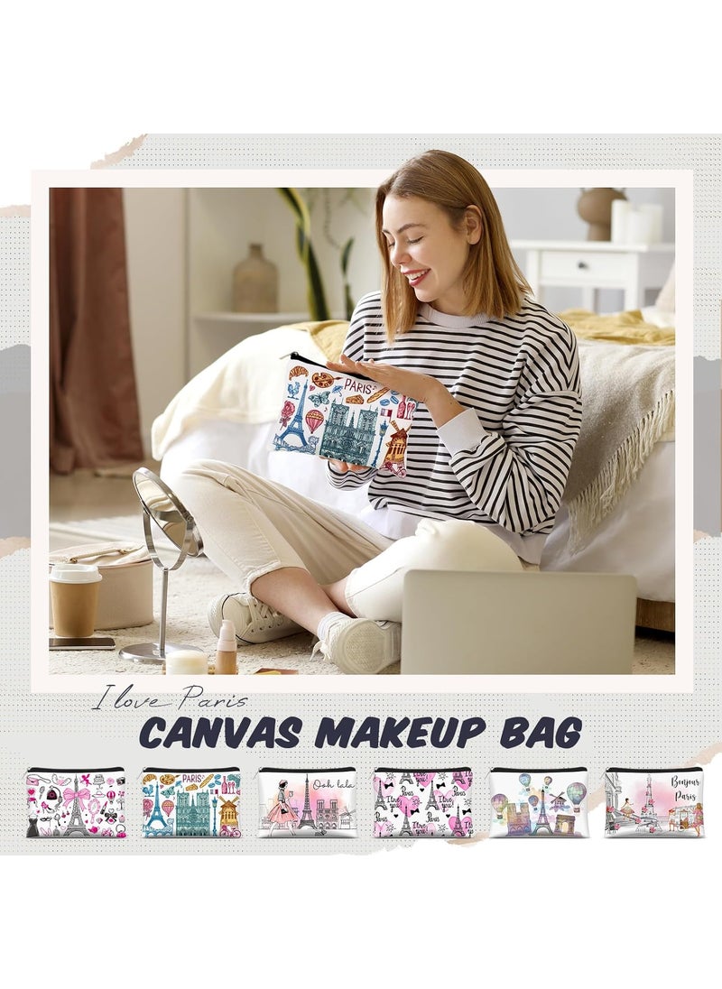 Reginary Reginary 6 Pcs City Cosmetic Bag Souvenir Gifts New York Zipper Pouch Chicago Souvenir Seattle Boston Nashville London Paris Italy Gifts Memento for Women TravelerParis  - Image 4