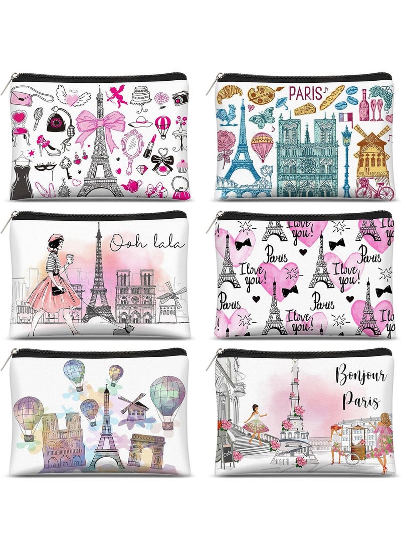 Reginary Reginary 6 Pcs City Cosmetic Bag Souvenir Gifts New York Zipper Pouch Chicago Souvenir Seattle Boston Nashville London Paris Italy Gifts Memento for Women TravelerParis  - Image 1