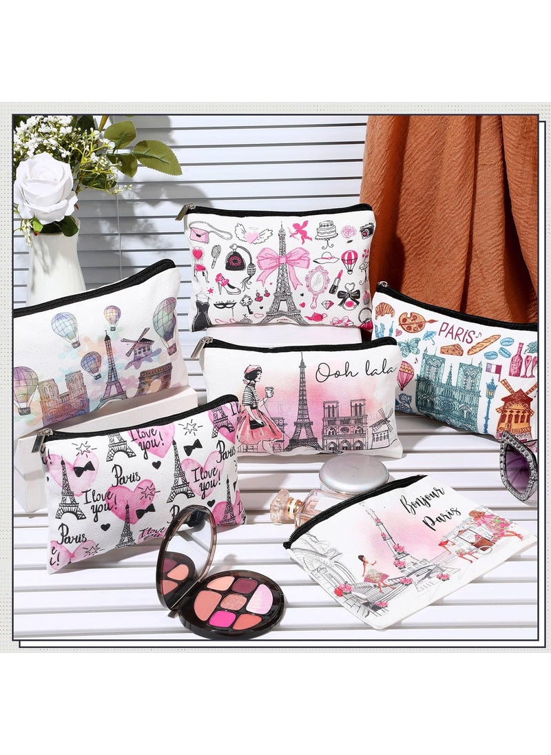 Reginary Reginary 6 Pcs City Cosmetic Bag Souvenir Gifts New York Zipper Pouch Chicago Souvenir Seattle Boston Nashville London Paris Italy Gifts Memento for Women TravelerParis  - Image 3