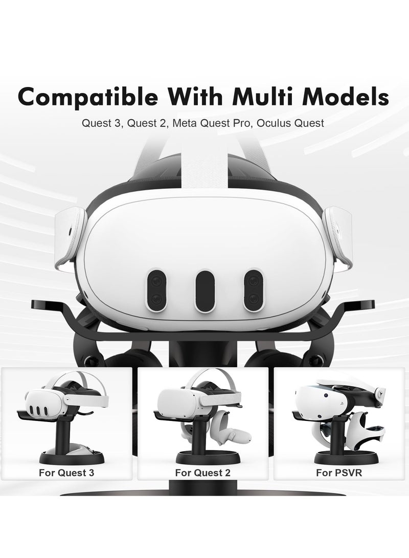 SOLARAE VR Stand Holder Compatible with Meta Quest 3/Oculus Quest 2/Pico 4/Vision Pro - Universal Headset Vertical Display Dock Station, Stable Bracket with Storage Round Base - Image 2