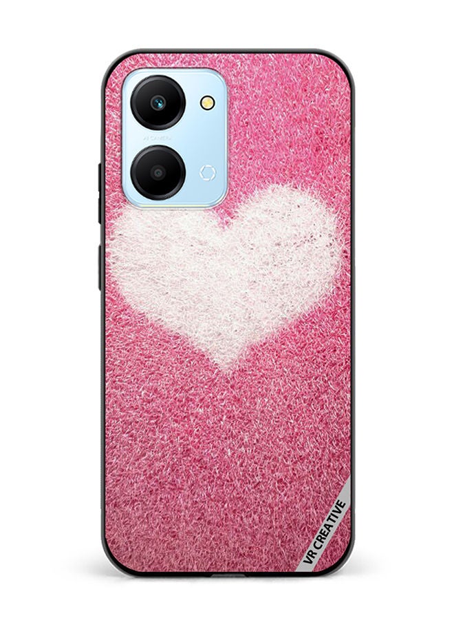 VR CREATIVE Protective Case Cover For Honor Play7T Pink with white heart Design Multicolour - Image 1
