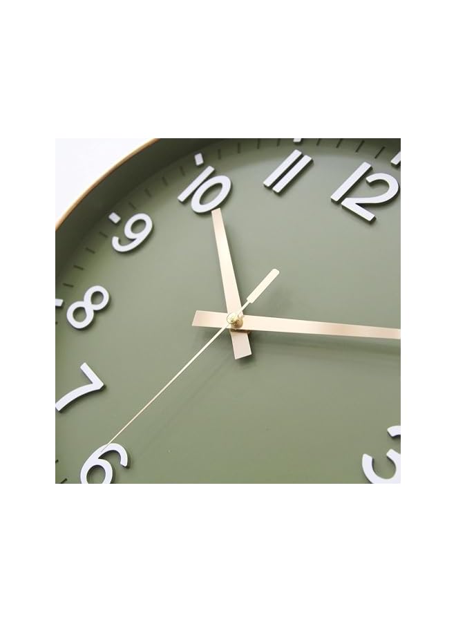 The Bros Wall Clock, 12 Inch Silent Non Ticking Clock for Living Room Bedroom Kitchen Office (Golden Green) - Image 3